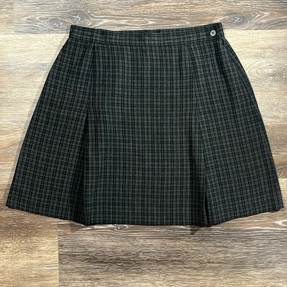 Vintage 90's Plaid Pleated Rayon Blend Skirt